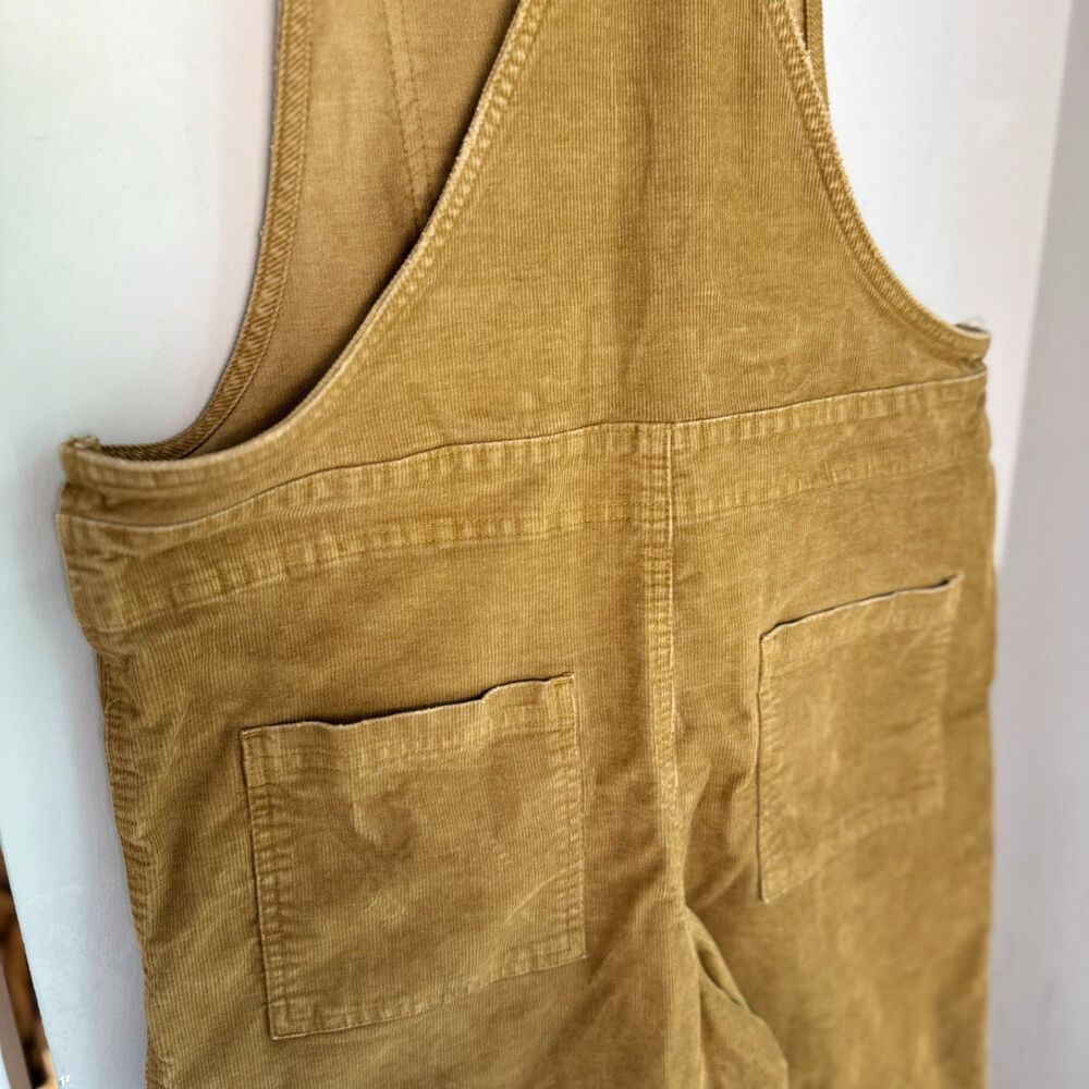 Aerie Women's Medium Brown Corduroy Overalls Adjustable Straps Fall Raw Hem - Picture 9 of 11